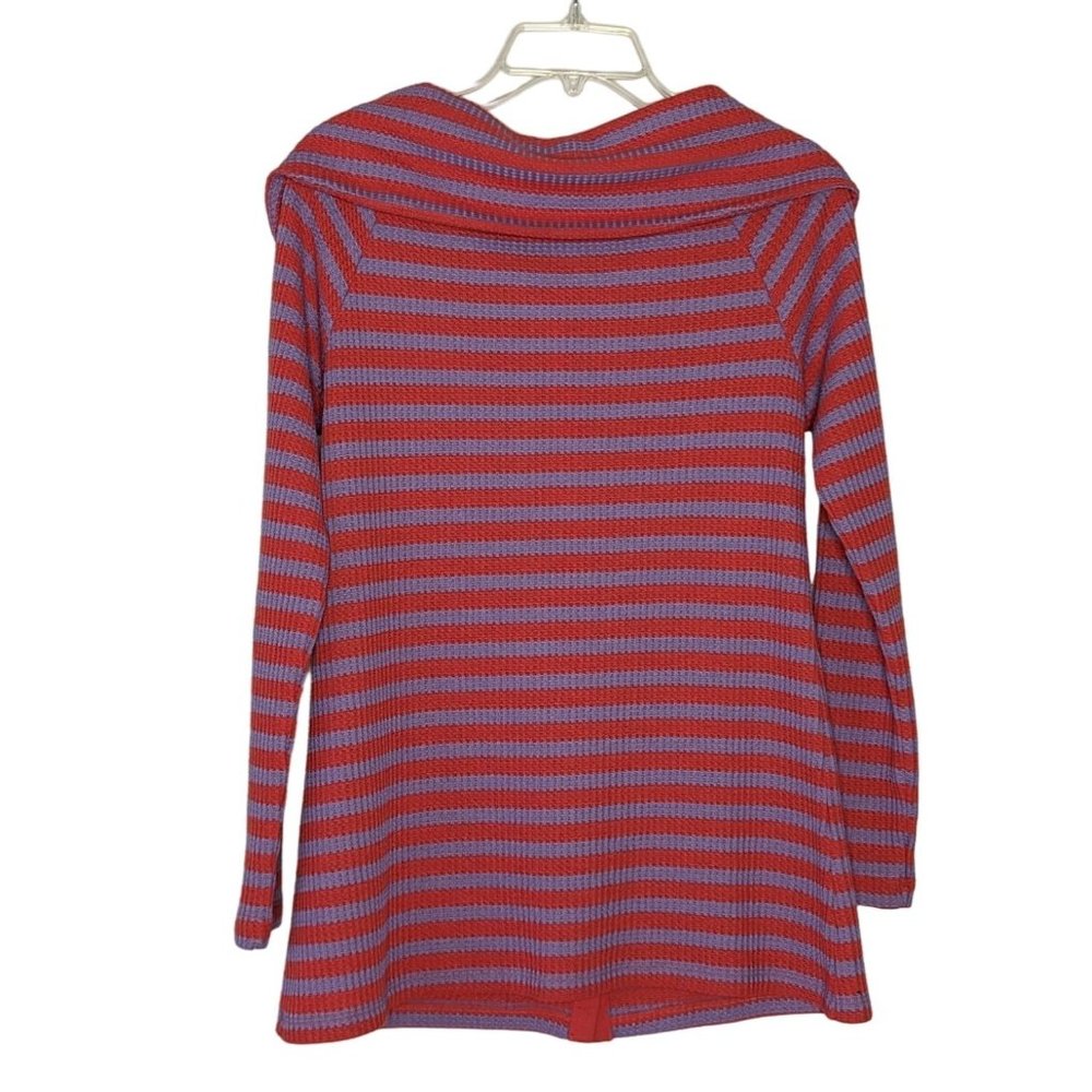 Soft Surroundings long sleeve‎ button front striped purple pink light sweater S - Picture 2 of 5
